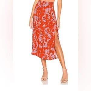 Free People Retro Love Floral Midi Skirt in Burnt Orange, Size 10